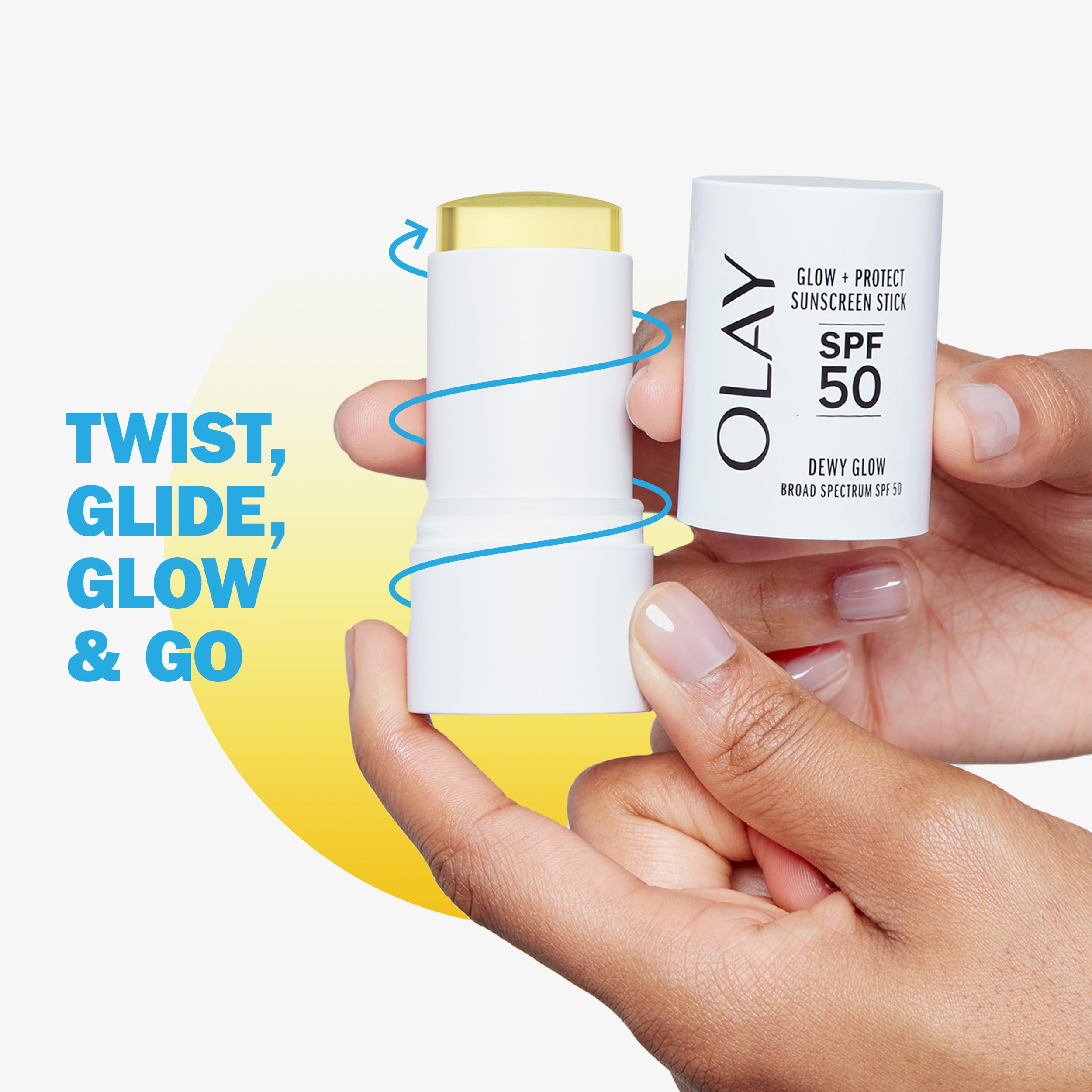 Olay Glow & Protect SPF 50 Face Sunscreen Stick, Fragrance Free, 0.5 OZ (14 G), Dewy Finish Sunscreen Stick with SPF 50 Broad Spectrum Sunblock for All Skin Types